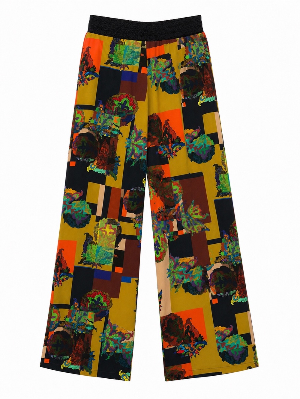 Save The Queen Patchwork Floral Wide-Leg Pants in Multi Colors - Picture 9 of 12